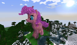 Size: 945x560 | Tagged: safe, artist:eddiew, pinkie pie, earth pony, pony, 3d, female, mare, minecraft, pink coat, pink mane