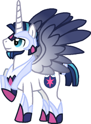 Size: 510x693 | Tagged: safe, artist:selenaede, artist:starryoak, shining armor, alicorn, pony, unicorn, alicornified, older, prince shining armor, race swap, raised hoof, simple background, solo, transparent background