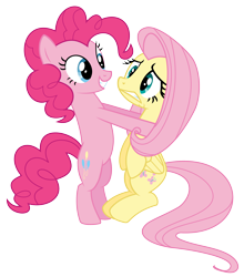 Size: 3000x3411 | Tagged: safe, artist:jackofmosttrades, fluttershy, pinkie pie, earth pony, pegasus, pony, high res, hug, simple background, transparent background, vector