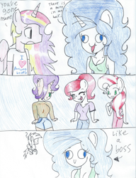 Size: 1688x2200 | Tagged: safe, artist:macroscopicponies, princess cadance, anthro, traditional art, wat