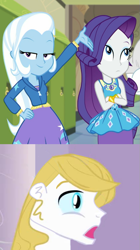 Size: 507x907 | Tagged: safe, derpibooru import, edit, screencap, prince blueblood, rarity, trixie, better together, choose your own ending, equestria girls, sock it to me, bluetrix, equestria girls-ified, female, male, rariblood, shipping, straight