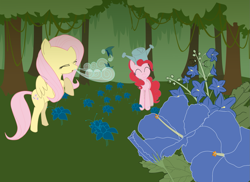 Size: 1375x1000 | Tagged: safe, artist:rumikoholic, fluttershy, pinkie pie, earth pony, pegasus, pony, poison joke, sneezing