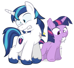 Size: 810x750 | Tagged: safe, artist:dm29, shining armor, twilight sparkle, pony, unicorn, chest fluff, duo, ear fluff, filly, filly twilight sparkle, fluffy, fuzznums, ouch, pain, simple background, transparent background