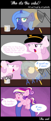 Size: 4216x9996 | Tagged: safe, artist:claritea, princess cadance, princess celestia, princess luna, alicorn, pony, absurd resolution, baby, baby pony, cake, cakelestia, cewestia, comic, cute, filly, foal, interrogation, pegasus cadance, woona