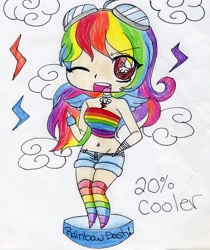 Size: 2412x2874 | Tagged: safe, artist:lizzyxnear, rainbow dash, clothes, female, high res, humanized, multicolored hair