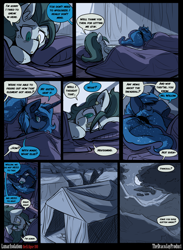 Size: 3000x4091 | Tagged: safe, artist:dracojayproduct, princess luna, oc, oc:willow, alicorn, pony, comic:lunar isolation, camp, comic, moon