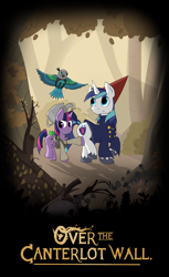 Size: 3000x4900 | Tagged: safe, artist:heedheed, queen chrysalis, shining armor, spike, twilight sparkle, changeling, changeling queen, dragon, pony, unicorn, beatrice, crossover, gregory, over the garden wall, wirt