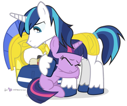 Size: 1000x840 | Tagged: safe, artist:dm29, shining armor, twilight sparkle, pony, unicorn, armor, crying, cute, duo, hug, royal guard, simple background, transparent background, twily