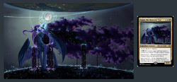 Size: 1833x850 | Tagged: safe, artist:doomsp0rk, princess luna, alicorn, pony, card, ethereal mane, female, god, goddess, magic the gathering, mare, moon, solo, starry mane