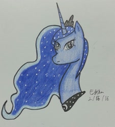 Size: 2126x2352 | Tagged: safe, artist:lizzyisme, princess luna, alicorn, pony, bust, portrait, solo, traditional art