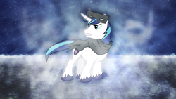 Size: 3840x2160 | Tagged: safe, artist:game-beatx14, artist:marelynmayhem, shining armor, pony, unicorn, blizzard, snow, snowfall, wallpaper