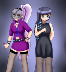 Size: 2100x2300 | Tagged: safe, artist:focusb, coloratura, human, the mane attraction, belly button, belt, clothes, cute, dress, humanized, midriff, multiple variants, pantyhose, ponytail, rara, short shirt, skirt, socks, stockings, thigh highs, veil