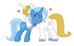 Size: 2045x1293 | Tagged: safe, artist:darbypop1, derpibooru import, prince blueblood, trixie, pony, bluetrix, female, hug, male, shipping, straight, vector