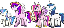 Size: 1500x653 | Tagged: safe, artist:palaceofchairs, princess cadance, shining armor, oc, alicorn, pony, unicorn, offspring, parent:princess cadance, parent:shining armor, parents:shiningcadance