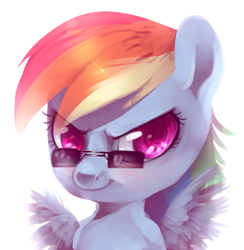 Size: 539x552 | Tagged: safe, artist:imalou, rainbow dash, pegasus, pony, glasses, rainbow dork, solo