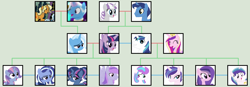 Size: 2524x880 | Tagged: safe, artist:camomiie, derpibooru import, jack pot, night light, princess cadance, princess flurry heart, shining armor, sunflower spectacle, trixie, twilight sparkle, twilight sparkle (alicorn), twilight velvet, oc, alicorn, pony, unicorn, family tree, female, jacktacle, lesbian, magical lesbian spawn, male, nightvelvet, offspring, parent:princess cadance, parent:shining armor, parent:trixie, parent:twilight sparkle, parents:shiningcadance, parents:twixie, shiningcadance, shipping, straight, trixie's parents, twixie