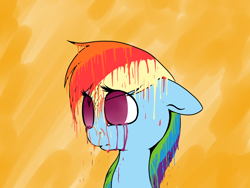 Size: 1400x1050 | Tagged: safe, artist:yashathebasher, rainbow dash, pegasus, pony, blue mane, female, mare, melting, multicolored mane