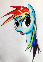 Size: 552x798 | Tagged: safe, artist:kiriall, rainbow dash, pegasus, pony, bust, portrait, solo, traditional art