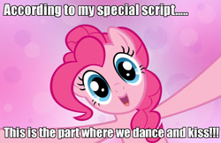 Size: 1153x749 | Tagged: safe, pinkie pie, earth pony, pony, bronybait, fourth wall, meme, pov, random