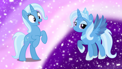 Size: 2100x1200 | Tagged: safe, artist:dashiesparkle, artist:xebck, derpibooru import, trixie, alicorn, pony, unicorn, wings