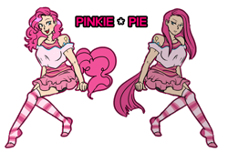 Size: 1500x1000 | Tagged: artist needed, safe, pinkie pie, dual persona, duality, humanized, pinkamena diane pie, tailed humanization