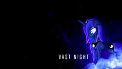 Size: 1920x1080 | Tagged: safe, artist:brainlesspoop, artist:byteslice, edit, princess luna, alicorn, pony, dark, female, looking down, mare, solo, vector, wallpaper, wallpaper edit, wet mane