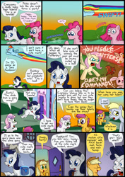 Size: 850x1202 | Tagged: safe, artist:fadri, derpy hooves, pinkie pie, rarity, scootaloo, sweetie belle, pegasus, pony, unicorn, comic:and that's how equestria was made, comic, female, mare, pinkamena diane pie, the flank anomaly