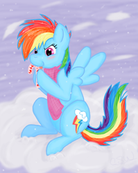 Size: 484x607 | Tagged: safe, artist:cryptated, rainbow dash, pegasus, pony, blue mane, female, mare, multicolored mane, winter