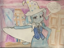 Size: 3007x2287 | Tagged: safe, artist:thedemonkiller1, derpibooru import, trixie, equestria girls, traditional art