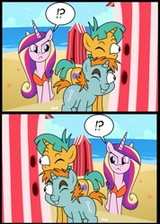 Size: 713x1000 | Tagged: safe, princess cadance, snails, snips, alicorn, pony, clothes, exploitable meme, meme, mirrored image, snips and snails spying meme, swimsuit