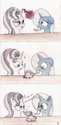 Size: 1502x3056 | Tagged: safe, artist:alexandrvirus, derpibooru import, starlight glimmer, trixie, pony, unicorn, all bottled up, anger magic, angry, comic, cup, duo, female, food, glowing horn, horn, humor, magic, mare, tea, teacup, telekinesis, that pony sure does love teacups