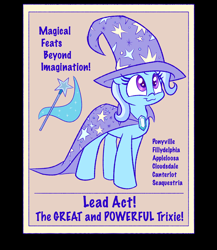 Size: 1280x1477 | Tagged: safe, artist:heir-of-rick, derpibooru import, trixie, pony, unicorn, cutie mark, female, mare, poster, solo, text