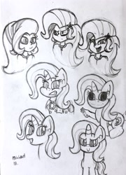 Size: 2231x3092 | Tagged: safe, artist:michaelmaddox222, derpibooru import, trixie, pony, unicorn, equestria girls, angry, female, grin, hand, pencil drawing, remake, smiling, traditional art, traditional hand