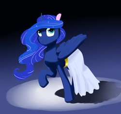 Size: 2597x2436 | Tagged: safe, artist:striar, princess luna, alicorn, pony, clothes, raised hoof, skirt, solo