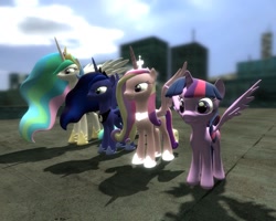 Size: 1280x1024 | Tagged: safe, artist:sonic5421, princess cadance, princess celestia, princess luna, twilight sparkle, twilight sparkle (alicorn), alicorn, pony, 3d, alicorn tetrarchy, female, gmod, mare, royal family