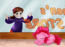 Size: 1400x1000 | Tagged: safe, artist:kprovido, pinkie pie, human, crossover, gravity falls, mabel pines