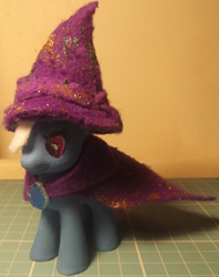 Size: 1200x1517 | Tagged: safe, artist:grapefruitface1, derpibooru import, trixie, pony, unicorn, cape, clothes, felt, hat, irl, photo, photography, toy, trixie's cape, trixie's hat