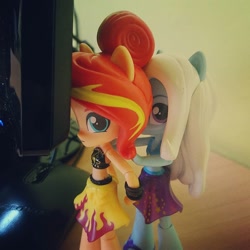 Size: 1080x1080 | Tagged: safe, artist:artofmagicpoland, derpibooru import, sunset shimmer, trixie, better together, equestria girls, doll, equestria girls minis, eqventures of the minis, female, lesbian, photo, shipping, suntrix, toy