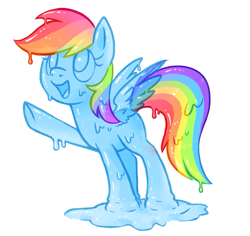 Size: 607x572 | Tagged: safe, artist:reuniclus, rainbow dash, goo, goo pony, original species, pegasus, pony, slime, solo, wet