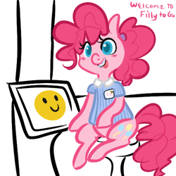 Size: 500x500 | Tagged: safe, artist:mt, pinkie pie, earth pony, pony, braces, solo, teenager