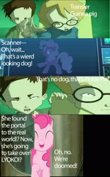 Size: 1594x2573 | Tagged: safe, screencap, pinkie pie, earth pony, human, pony, g1, g4, my little pony tales, brothers, code lyoko, glasses, jeremy belpois, male, mash up, scanner, siblings, ulrich stern