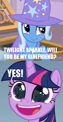 Size: 448x864 | Tagged: safe, derpibooru import, edit, edited screencap, screencap, trixie, twilight sparkle, twilight sparkle (alicorn), alicorn, pony, sparkle's seven, the ending of the end, butt, cute, diatrixes, eye reflection, faic, female, leak, lesbian, plot, pudding face, reflection, shipping, twiabetes, twixie