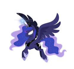 Size: 1600x1497 | Tagged: safe, artist:hexfloog, princess luna, alicorn, pony, glowing eyes, magic, simple background, solo, spread wings, transparent background