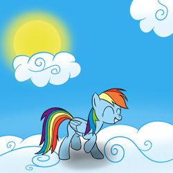 Size: 900x900 | Tagged: safe, artist:minecrafterfield, rainbow dash, pegasus, pony, eyes closed, solo