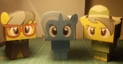 Size: 1200x630 | Tagged: safe, artist:grapefruitface1, derpibooru import, a.k. yearling, daring do, trixie, arts and crafts, craft, cubeecraft, irl, papercraft, photo, toy