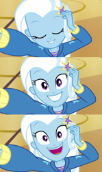 Size: 1920x3232 | Tagged: safe, derpibooru import, screencap, trixie, better together, do it for the ponygram!, equestria girls, collage, cute, diatrixes, female, looking at you, smiling, solo, suddenly trixie