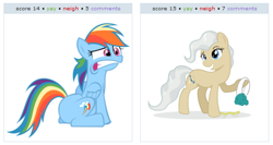 Size: 534x284 | Tagged: safe, mayor mare, rainbow dash, pegasus, pony, do not want, exploitable meme, juxtaposition, juxtaposition win, meta