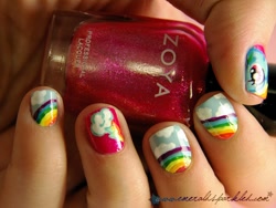 Size: 570x428 | Tagged: safe, rainbow dash, custom, fingers, irl, nail art, nail polish, photo