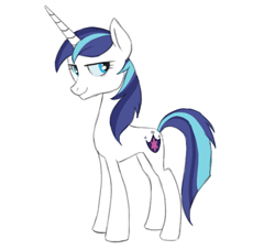 Size: 1511x1371 | Tagged: safe, artist:fiona, gleaming shield, shining armor, pony, unicorn, looking at you, looking back, rule 63, simple background, solo, white background