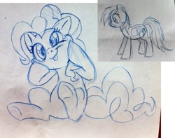 Size: 900x710 | Tagged: safe, artist:glamourkat, pinkie pie, rainbow dash, earth pony, pegasus, pony, sketch, traditional art